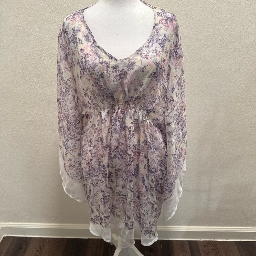 Icing Floral Chiffon Beach Swim Cover Up